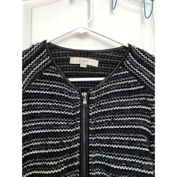 Ann Taylor LOFT Women’s Blazer Full Zip Cardigan Wool Blend Metallic Size S flaw - Picture 3 of 6